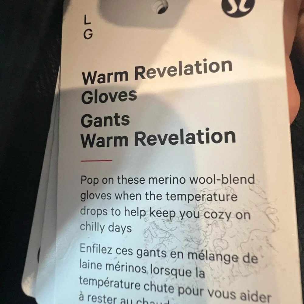 Lululemon Black Merino Wool Blend Warm Revelation Gloves Large